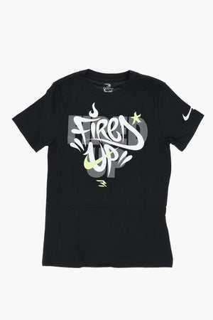 3개 세트 면 크루넥 티셔츠 BRAND FIRED UP 앞면 그래피티 프린트
