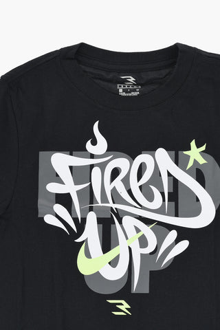 3 BRAND T-shirt Girocollo FIRED UP in Cotone con Stampa Graffiti Frontale