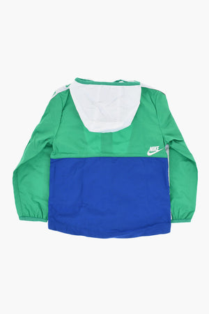 Kariertes Ripstop-Colorblock-Windjacke mit Kapuze