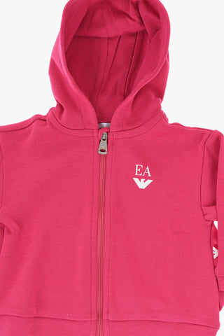 EMPORIO Solid Color Lightweight Cotton Sweatshirt with Zip Closure