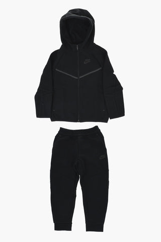 Solid-Color Sweatshirt and Joggers Set with Tone-on-Tone Logo