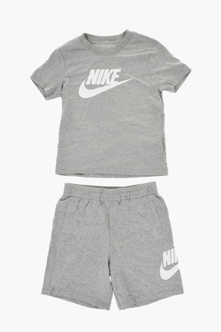 Set T-Shirt e Shorts in Tinta Unita con Logo Stampato