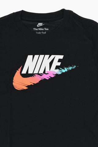 T-Shirt Girocollo in Tinta Unita con Logo Stampato sul Fronte