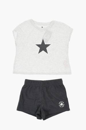 ALL STAR CHUCK TAYLOR Set T-Shirt Girocollo e Shorts con Logo Stampato