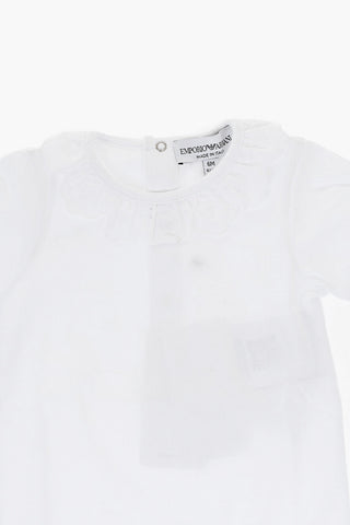 EMPORIO Short Sleeved Lightweight Cotton Bodysuit with Sangallo Collar