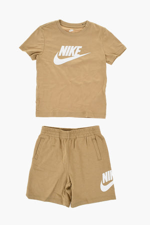 Set T-Shirt und Shorts in Uni mit bedrucktem Logo