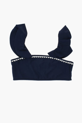 Ruffled Solid Color Bikini Top