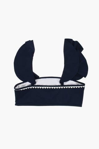 Ruffled Solid Color Bikini Top