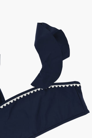 Ruffled Solid Color Bikini Top