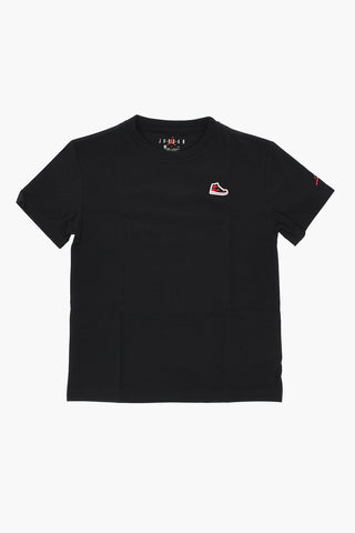 AIR JORDAN T-shirt Girocollo a Tinta Unita con Ricamo Patch