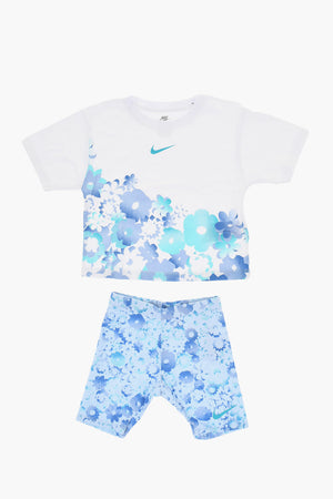 Set aus Rundhals-T-Shirt und Shorts mit Blumenmuster