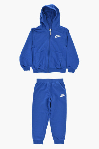 Set Felpa Full Zip e Joggers in Tinta Unita con Logo a Contrasto