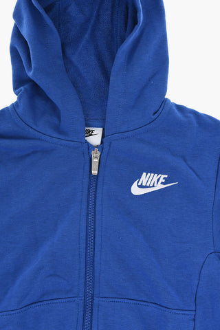 Set Felpa Full Zip e Joggers in Tinta Unita con Logo a Contrasto