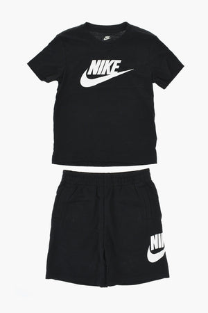 T-Shirt- und Shorts-Set in Uni mit aufgedrucktem Logo