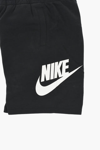 Solid-Color T-Shirt and Shorts Set with Printed Logo