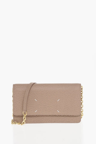 MM11 Textured Leather Wallet with Chain Shoulder Strap