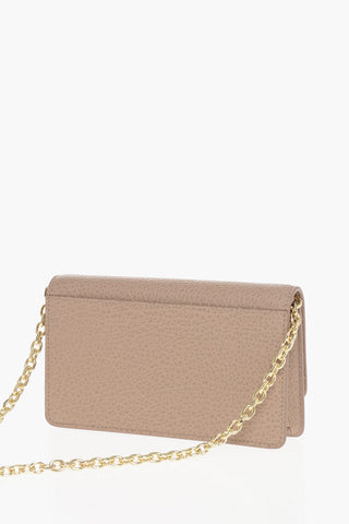 MM11 Textured Leather Wallet with Chain Shoulder Strap
