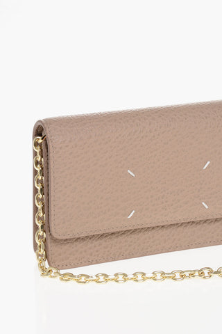MM11 Textured Leather Wallet with Chain Shoulder Strap