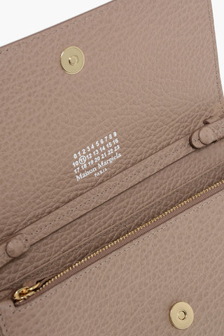 MM11 Textured Leather Wallet with Chain Shoulder Strap
