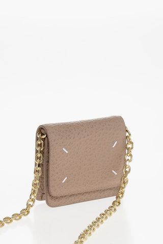 MM11 Hammered Leather Wallet with Chain Shoulder Strap