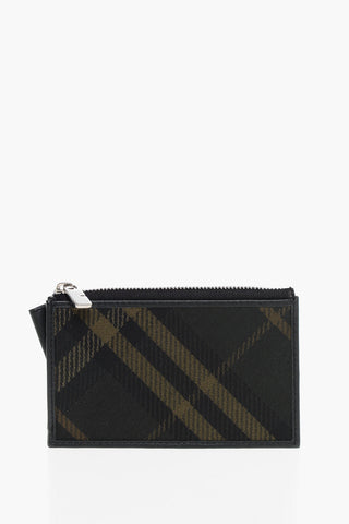 Portacarte in Eco-Pelle Motivo Tartan con Chiusura a Zip