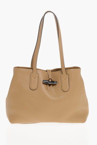 Textured Leather Tote Bag with Frog Closure