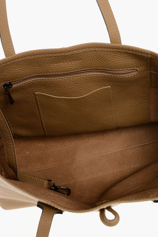 Textured Leather Tote Bag with Frog Closure