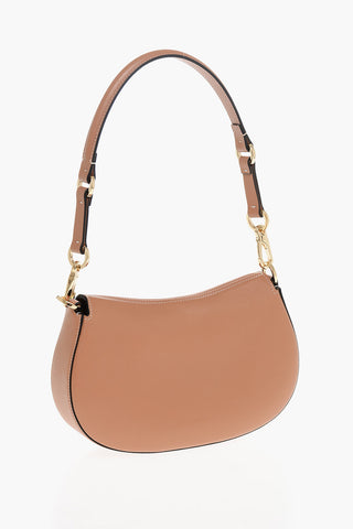 Leather Shoulder Bag with Logo Buckle