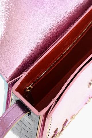 Lamè Leather GIDDY Crossbody Bag with Studs