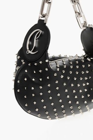Studded Leather Hobo Bag with Chain Handle
