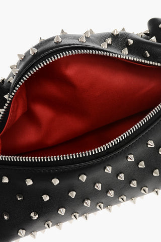 Studded Leather Hobo Bag with Chain Handle