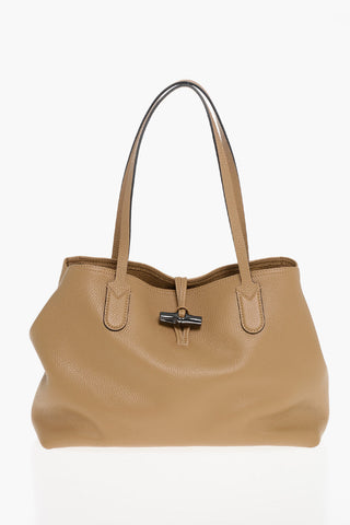Textured Leather Tote Bag with Frog Closure