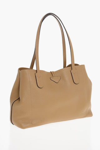 Textured Leather Tote Bag with Frog Closure