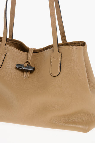 Textured Leather Tote Bag with Frog Closure