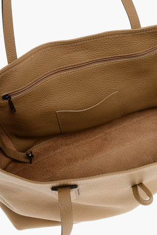 Textured Leather Tote Bag with Frog Closure