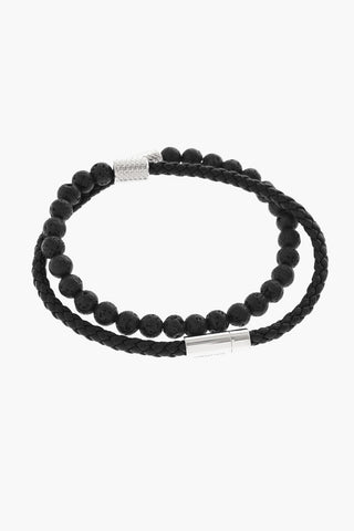 Woven Leather Wrap Bracelet with Beads