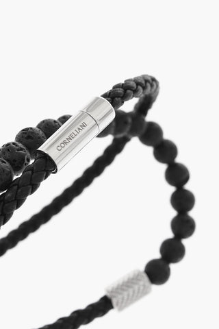 Woven Leather Wrap Bracelet with Beads