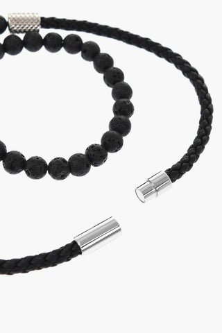 Woven Leather Wrap Bracelet with Beads