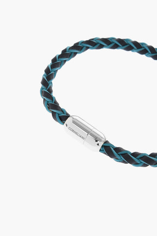 Woven Leather Bracelet with Magnetic Closure