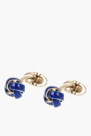 Enameled Brass Cufflinks with Wool Ball Design
