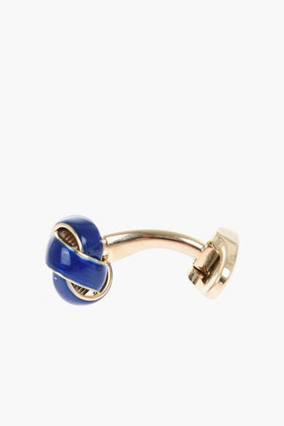 Enameled Brass Cufflinks with Wool Ball Design