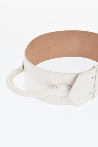 Buttoned Closure Leather Belt with Handles