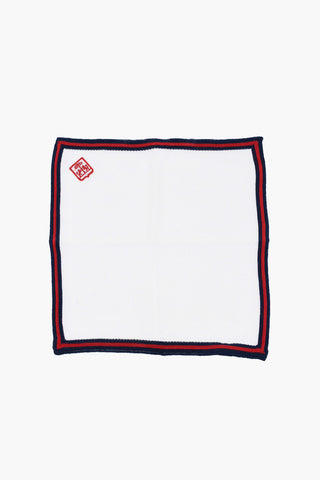 Cotton Pocket Square with Logoed Brooch