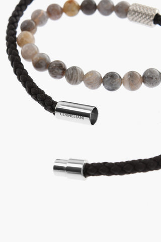 Woven Leather Wrap Bracelet with Beads