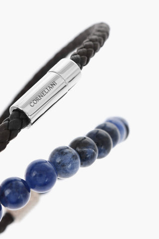 Bracciale Wrap in Pelle Intrecciata e Perline