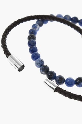 Woven Leather Wrap Bracelet with Beads