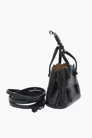 Borsa Mini in Pelle Traforata con Tracolla Removibile