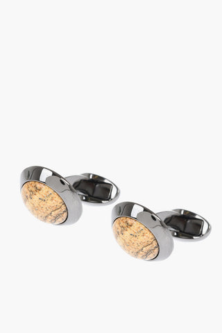 Brass Cufflinks with Jasper