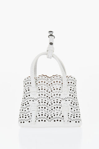 Perforated Leather Mini Bag with Removable Shoulder Strap