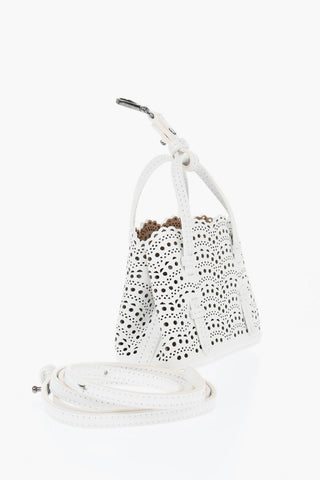 Perforated Leather Mini Bag with Removable Shoulder Strap